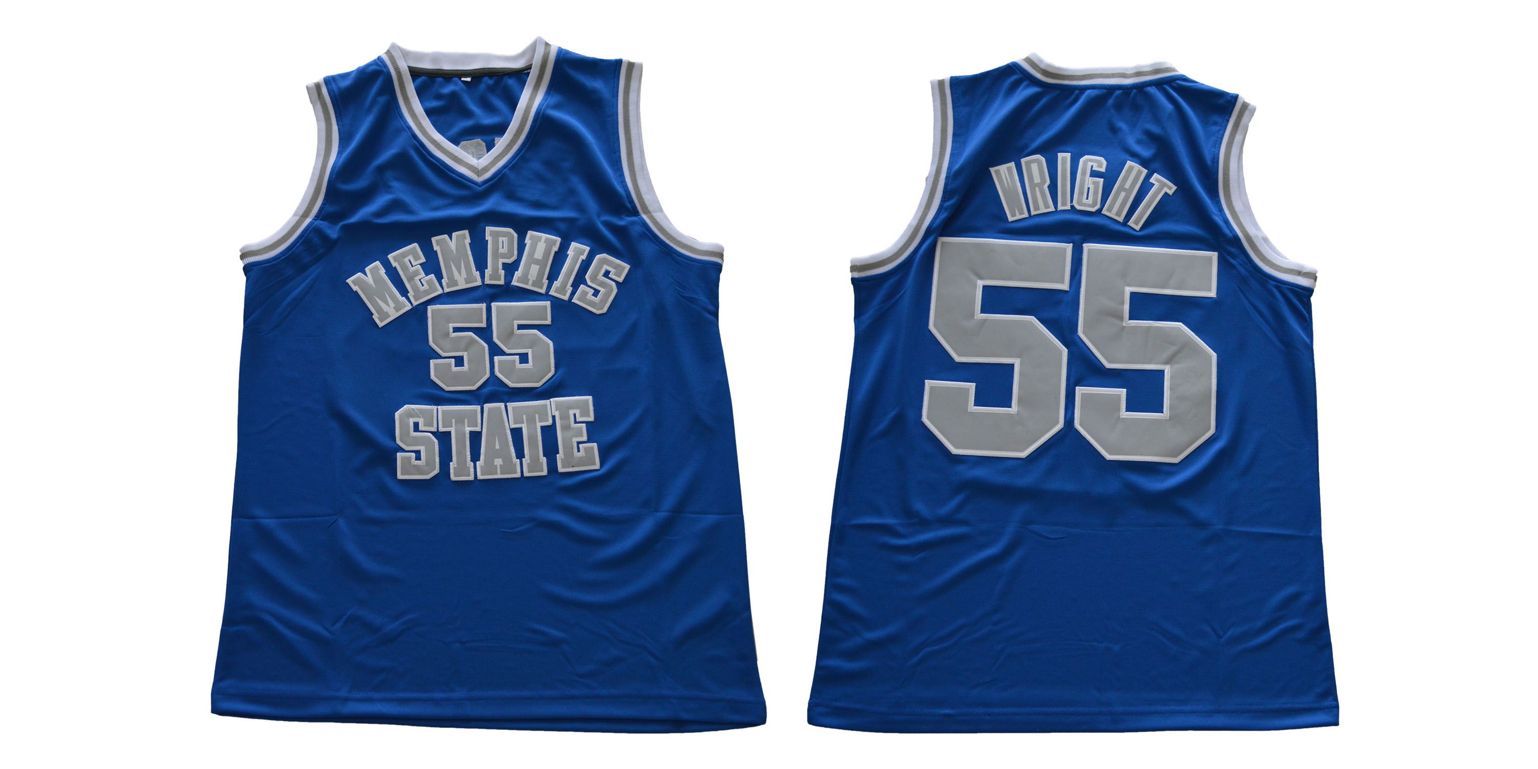 Men Memphis Tigers #55 Wright Blue NCAA NBA Jerseys